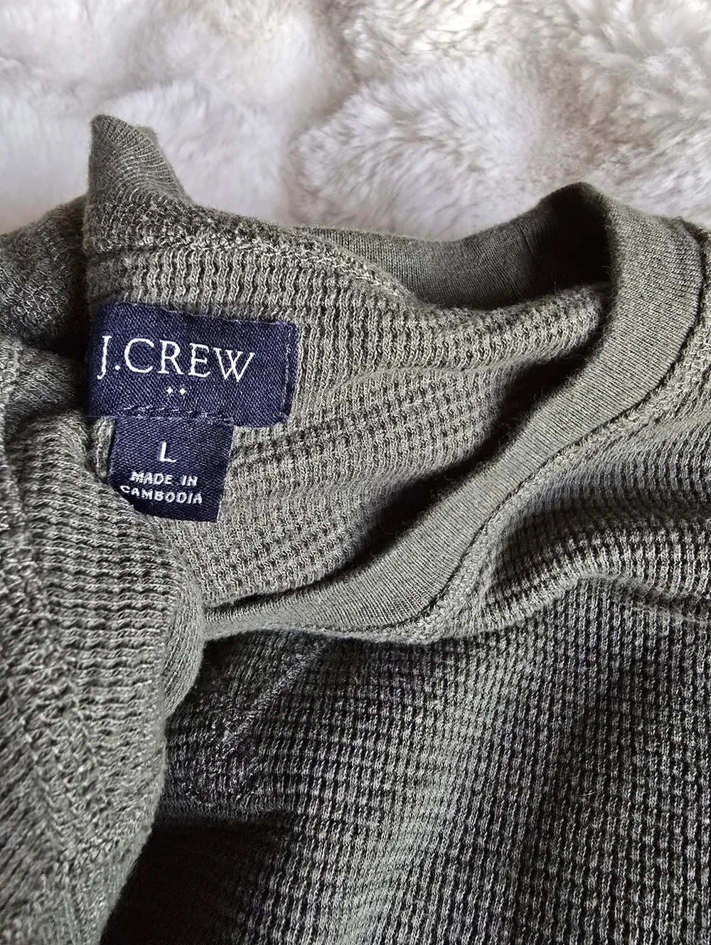 J. Crew Olive Green Thermal Long Sleeve Shirt